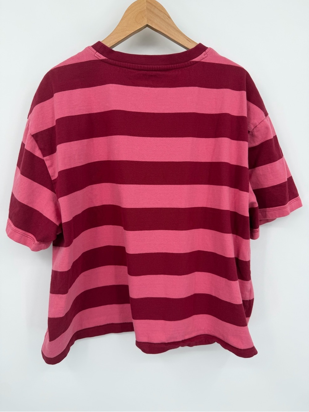 Tommy Hilfiger Tommy Jeans Collegiate T-Shirt Red & Pink Striped Tee - Picture 8 of 9